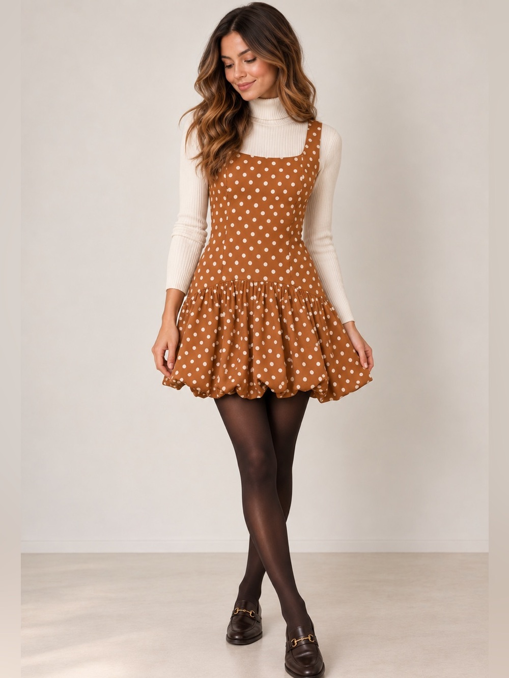 NEW Hutch Polka Dot Bubble Hem Mini Dress in Copper Dots size 14W